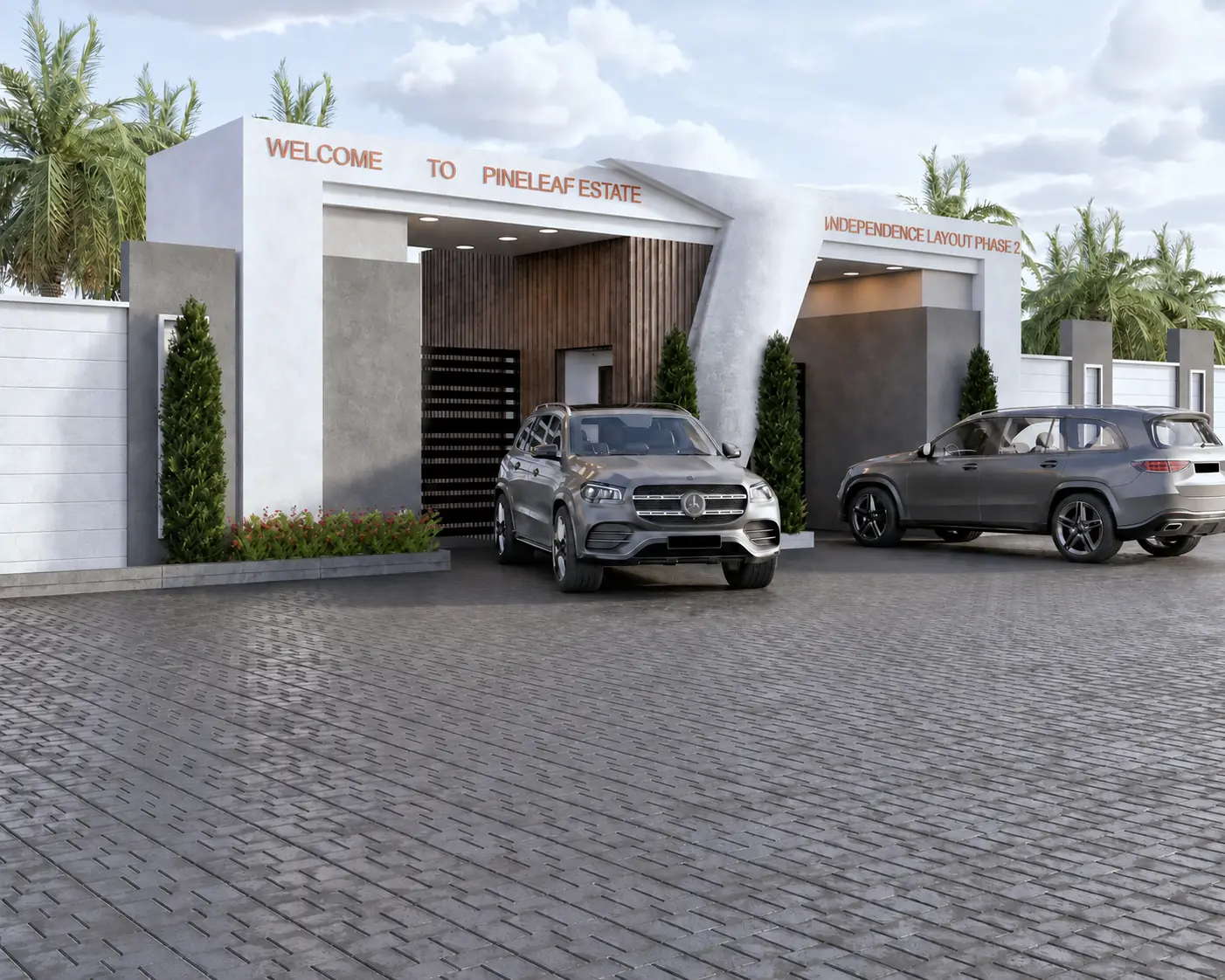Architectural design for Pineleaf Estate Gate