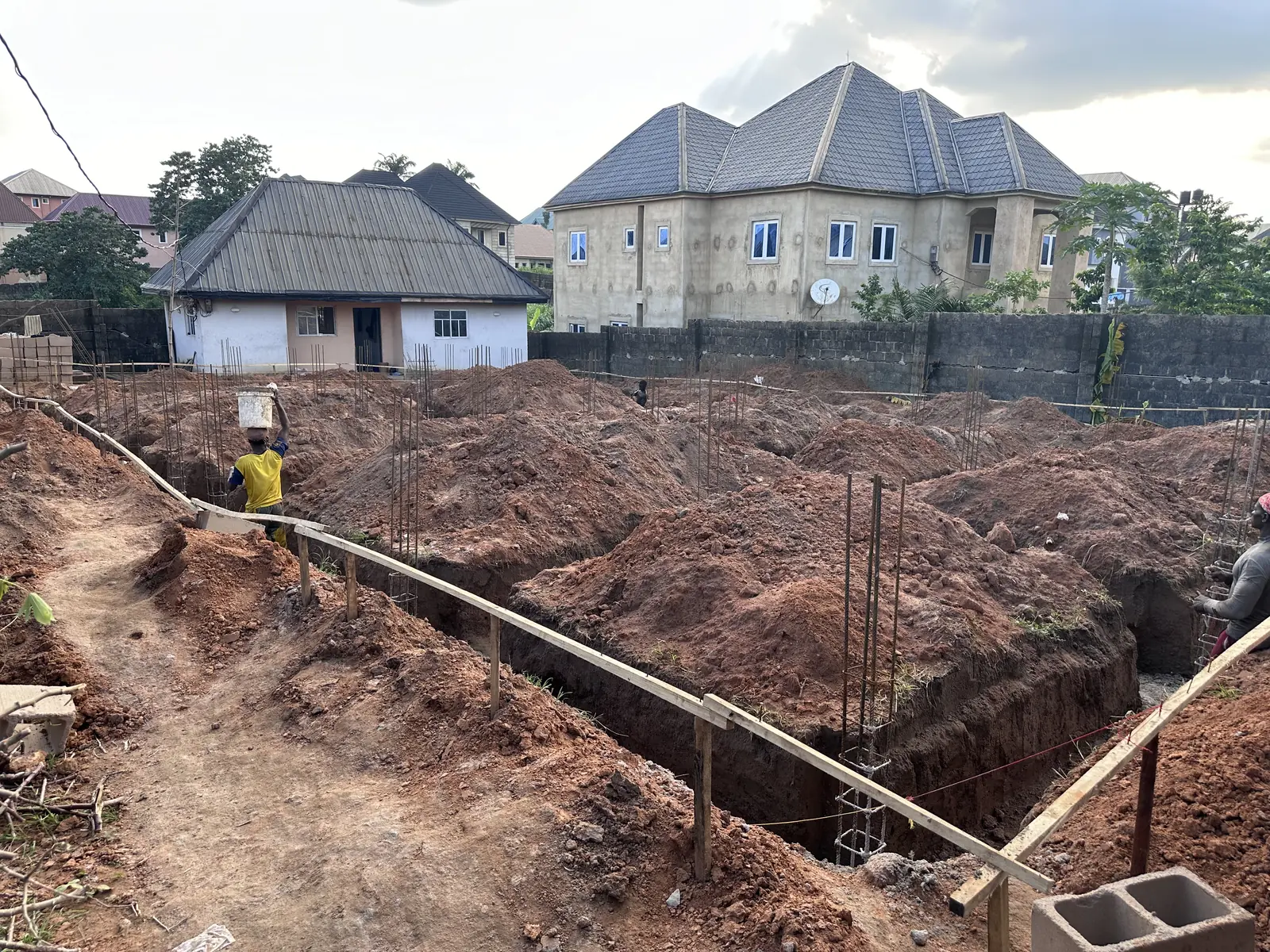 Foundation work on an active Yugoz construction project