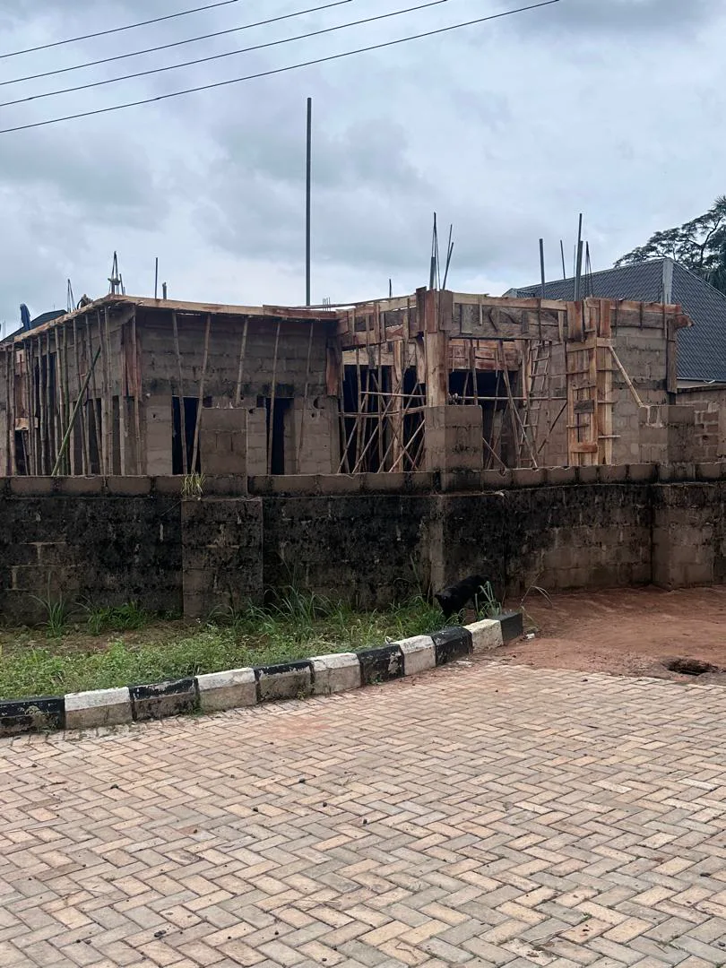 Exterior view of formwork and structural progress at the Umuabi duplex